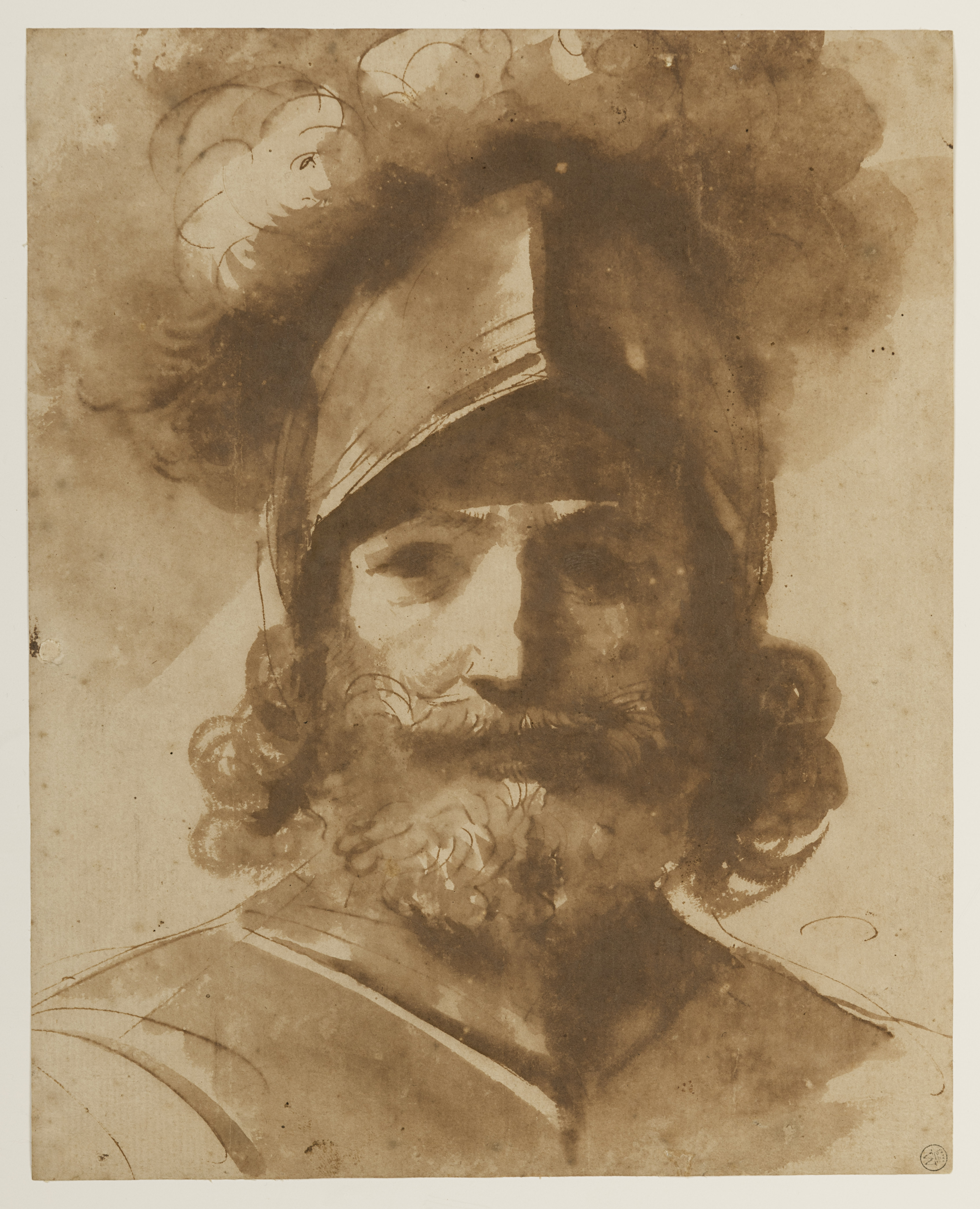 The Head of a Bearded Soldier in a Plumed Helmet